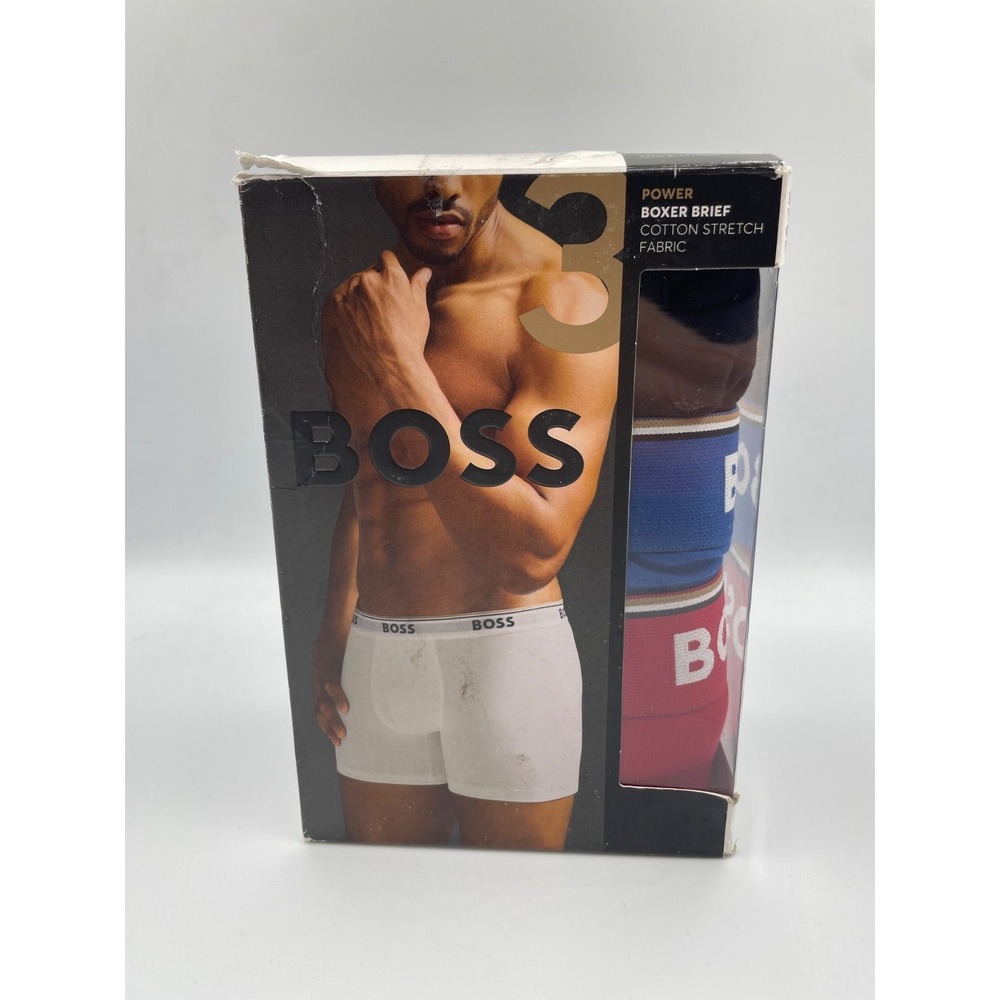 Hugo Boss Power Underwear Mens 2XL Multicolor Cotton‎ Boxer Briefs 3-Pack - NWT